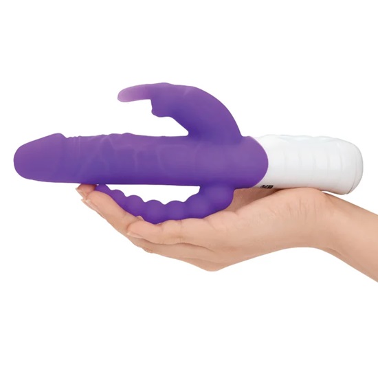 Rabbit Essentials Slim Realistic DP Rabbit Vibrator With Rotating Beads