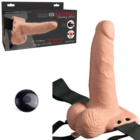Fetish Fantasy 6 inch Hollow Rechargeable Strap-On with Remote