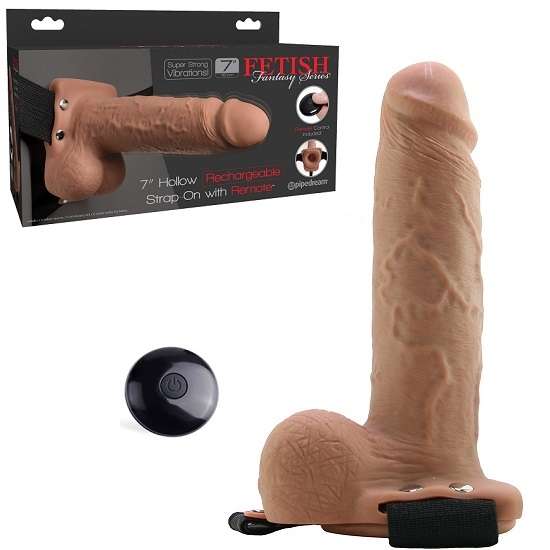Fetish Fantasy 7 inch Hollow Rechargeable Strap-On with Remote