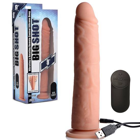 Big Shot 9 Inch Rotating Rechargeable Silicone Dildo