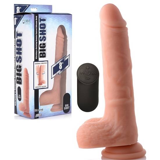 Big Shot 8 Inch Rotating Rechargeable Silicone Dildo with Balls