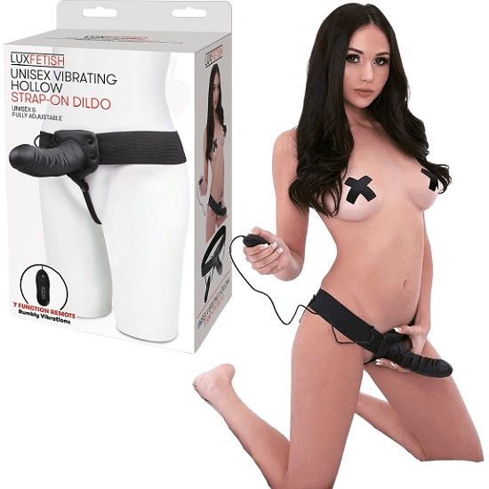 Lux Fetish Unisex Vibrating Hollow Strap-On Dildo