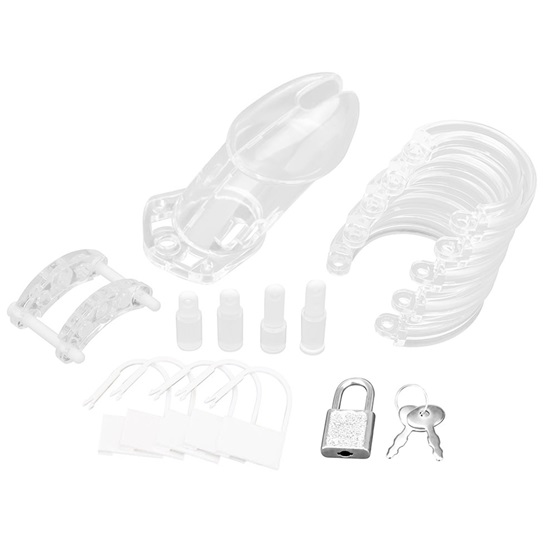 Blue Line Acrylic See-Thru Chastity Cage