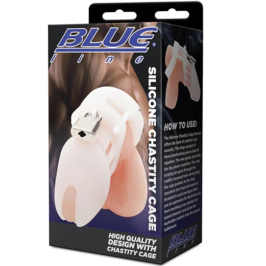 Blue Line Silicone Chastity Cage