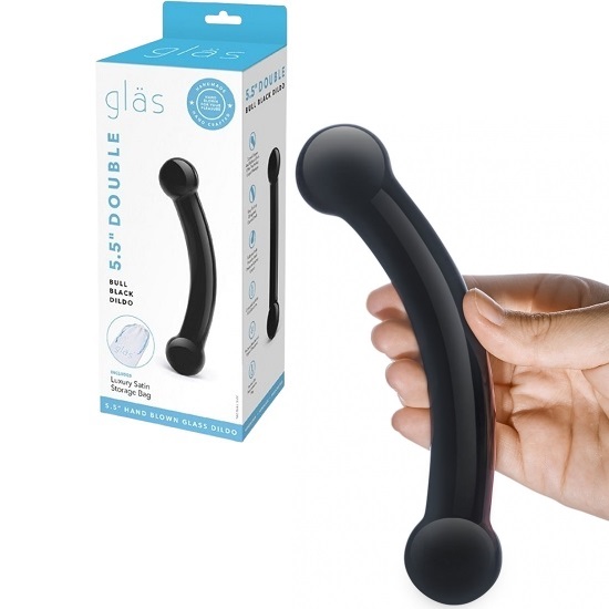 Glas 5.5 Inch Double Bull Black Dildo