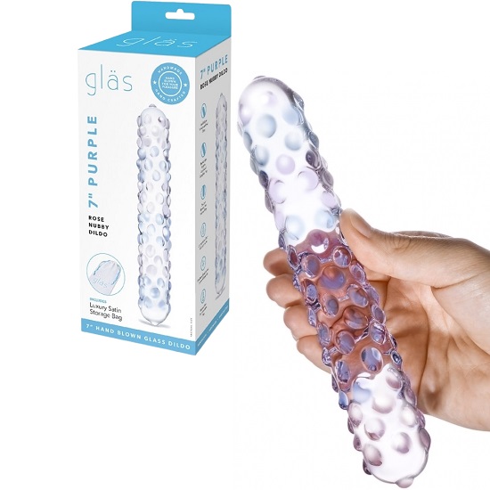 Glas 7 Inch Purple Rose Nubby Dildo