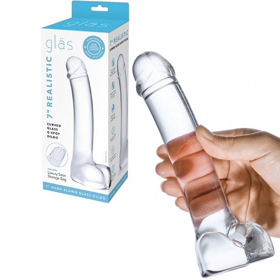 Glas 7 Inch Realistic Curved Glass G-Spot Dildo