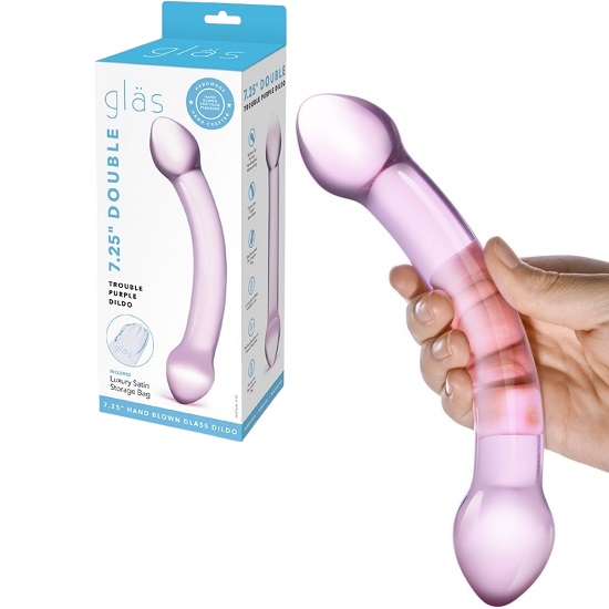 Glas 7.25 Inch Double Trouble Purple Dildo