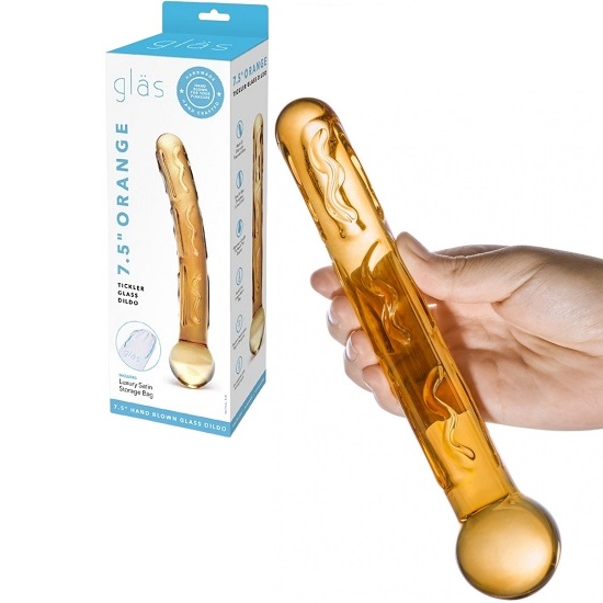 Glas 7.5 Inch Orange Tickler Glass Dildo