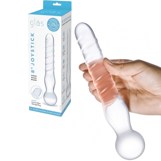 Glas 8 Inch Joystick Clear Glass Dildo