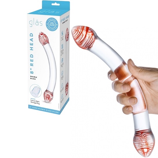 Glas 8 Inch Red Head Double Dildo
