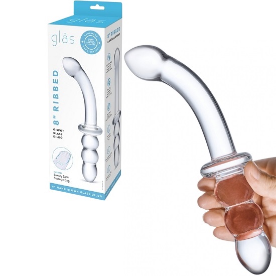 Glas 8 Inch Ribbed G-Spot Glass Dildo