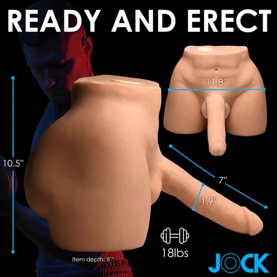 Jock Vibrating & Squeezing Male Masturbator With Poseable Dildo