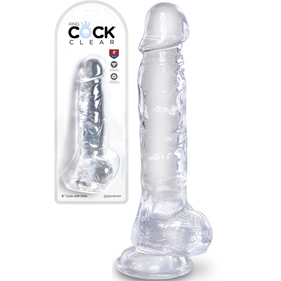 King Cock Clear 8 Inch Dildo With Balls
