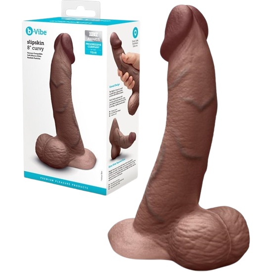 B-Vibe Slipskin 8 Inch Curvy Realistic Silicone Dildo