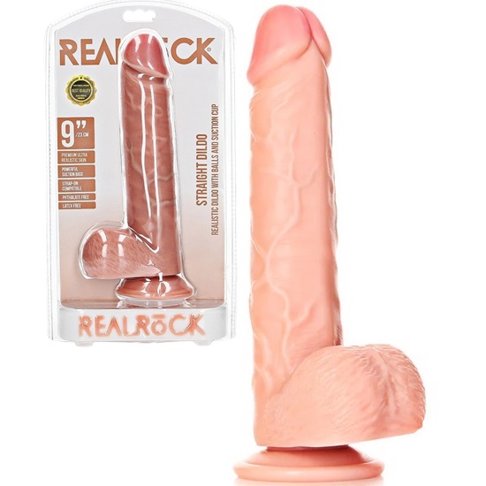 RealRock 9 Inch Straight Dildo With Balls