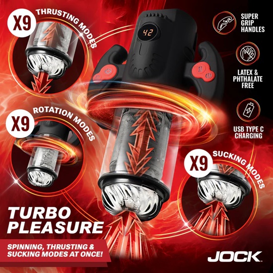 Jock Turbo Max Spinning, Thrusting, & Sucking Masturbator